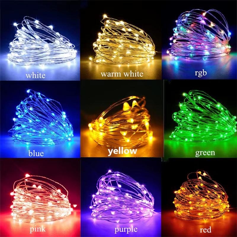 USB Led Fairy Lights Copper Wire String 20M 200LED Holiday Outdoor Lamp Garland for Christmas Tree Wedding Party Decoration