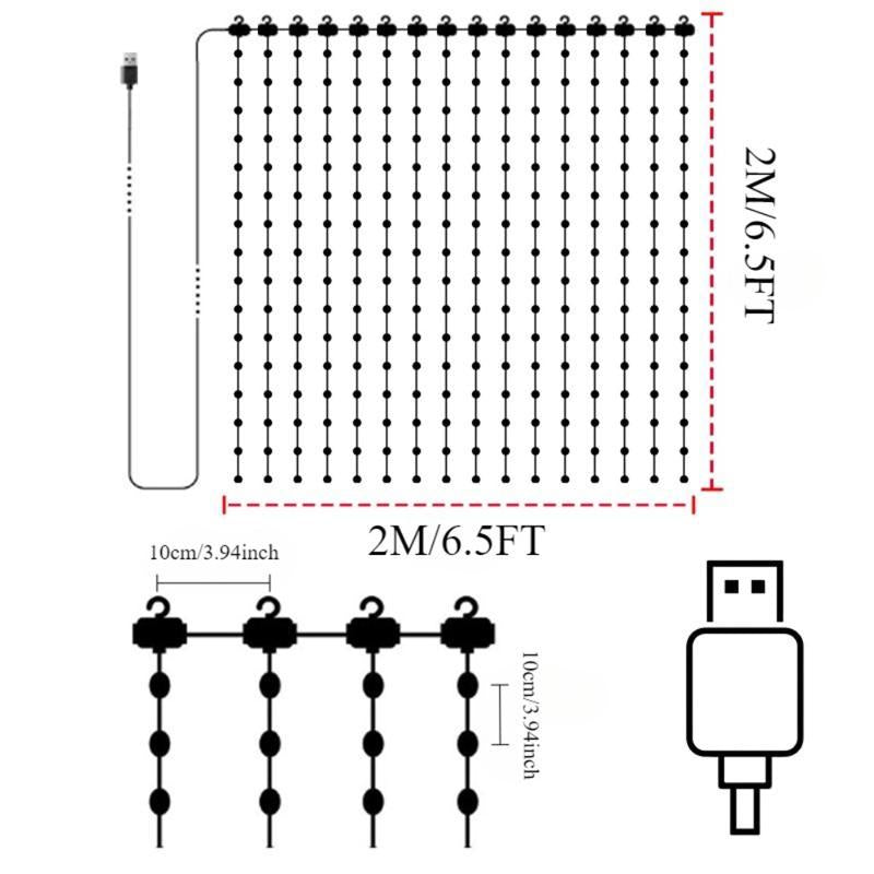 Smart Curtain Lights USB Plug , 400 LED Curtain Lights with App Programmable 6.6 X 6.6Ft RGB&IC DIY Pattern Music Sync for Bedroom Backdrop Decor