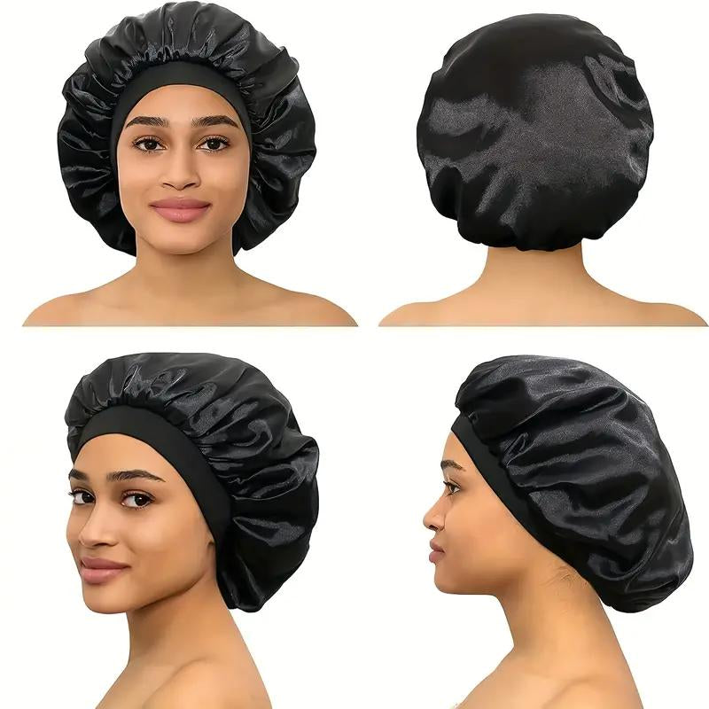 Luxury Satin Shower Cap with Adjustable Elastic Band