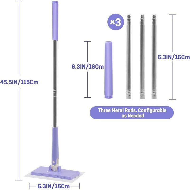 No-Wash Mop, Uses Disposable Face Towel, Hands-Free Replacement, Dry and Wet Multi Surface Floor Cleaner, Bathroom Cleaning