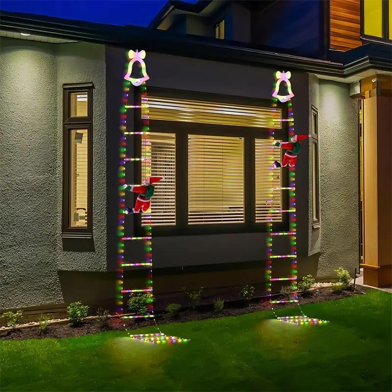 Christmas Santa Climbing Stairs Light, 8 Flashing Modes, Outdoor Indoor Holiday Party Decoration, Festive Christmas Decor