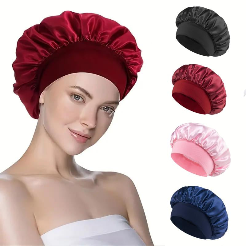 Luxury Satin Shower Cap with Adjustable Elastic Band