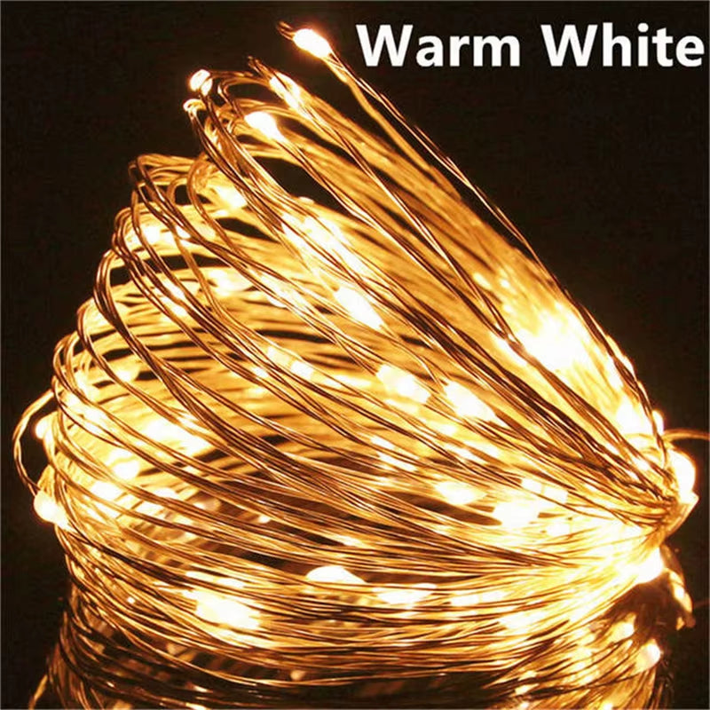 USB Led Fairy Lights Copper Wire String 20M 200LED Holiday Outdoor Lamp Garland for Christmas Tree Wedding Party Decoration