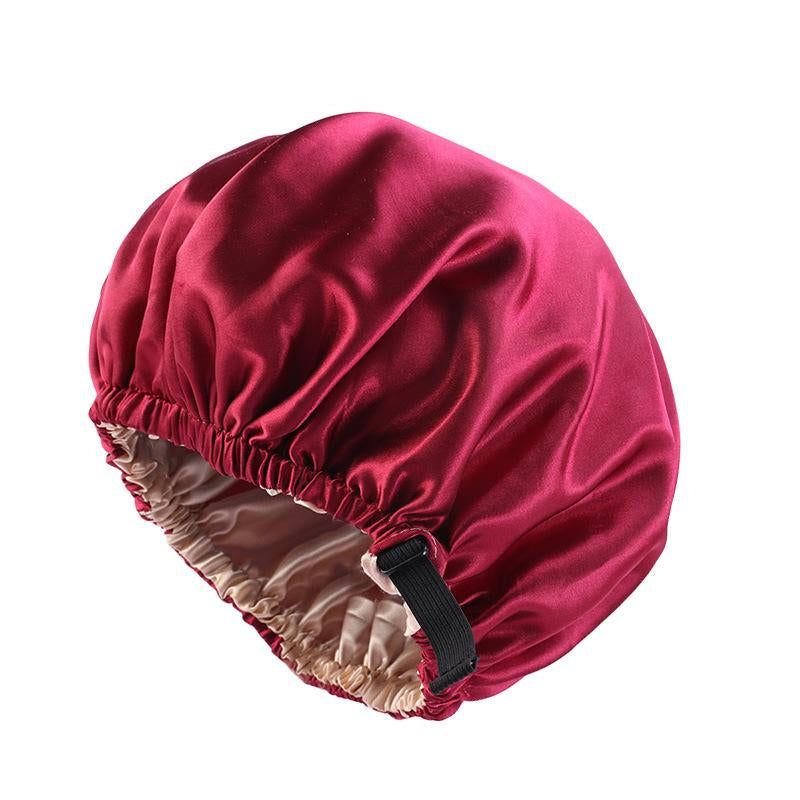 Luxury Satin Shower Cap with Adjustable Elastic Band