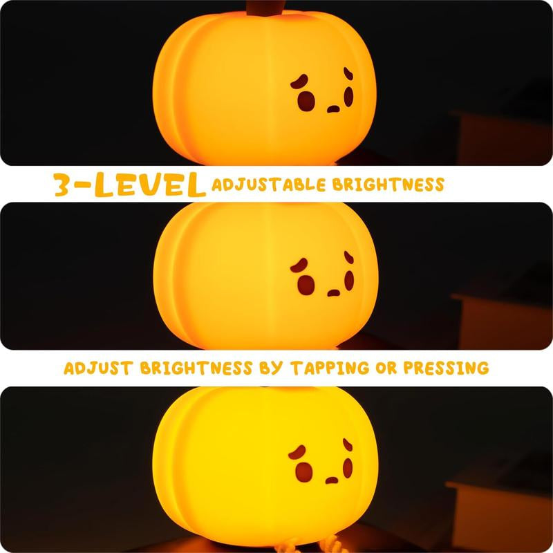 Cute Pumpkin Night Light, Halloween Decoration Rechargeable Table Lamp, Bedside Lamp, Cell Phone Holder with Touch Sensor for Bedroom, Living Room, Thanksgiving Decoration,2024 New Night Light, Gift for Family and Friends, Children like Night Light