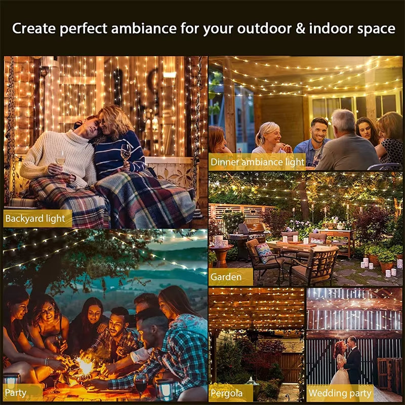 USB Led Fairy Lights Copper Wire String 20M 200LED Holiday Outdoor Lamp Garland for Christmas Tree Wedding Party Decoration