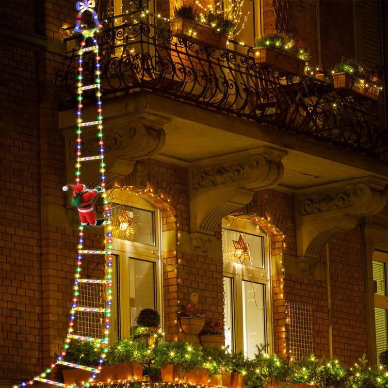 Christmas Santa Climbing Stairs Light, 8 Flashing Modes, Outdoor Indoor Holiday Party Decoration, Festive Christmas Decor
