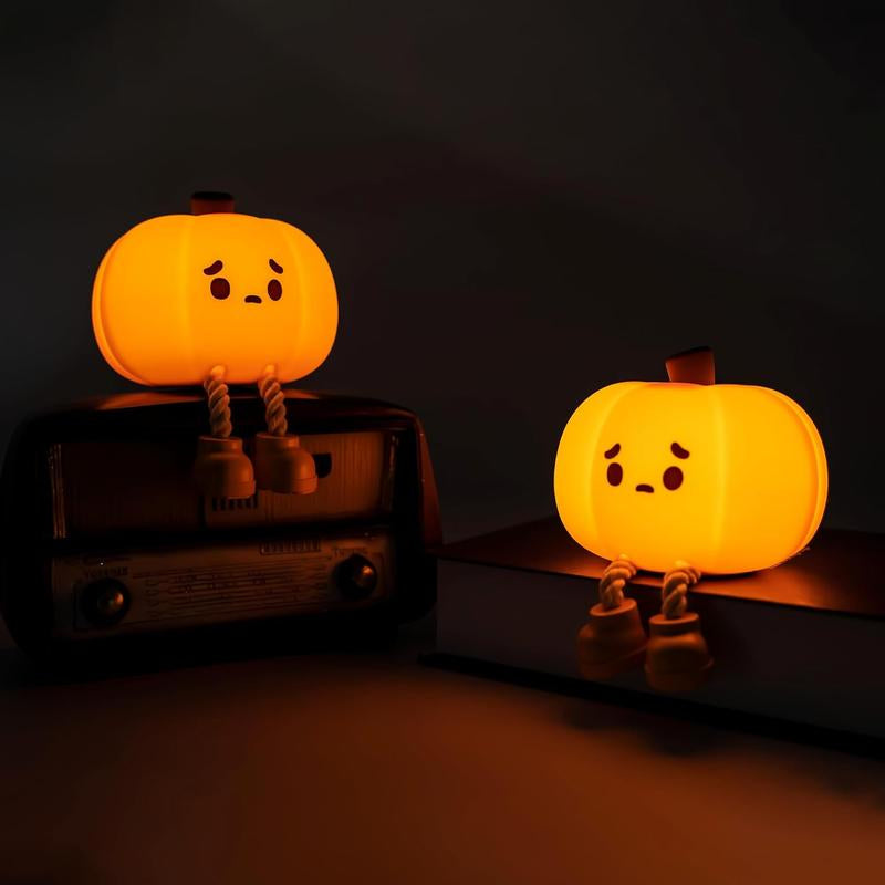 Cute Pumpkin Night Light, Halloween Decoration Rechargeable Table Lamp, Bedside Lamp, Cell Phone Holder with Touch Sensor for Bedroom, Living Room, Thanksgiving Decoration,2024 New Night Light, Gift for Family and Friends, Children like Night Light