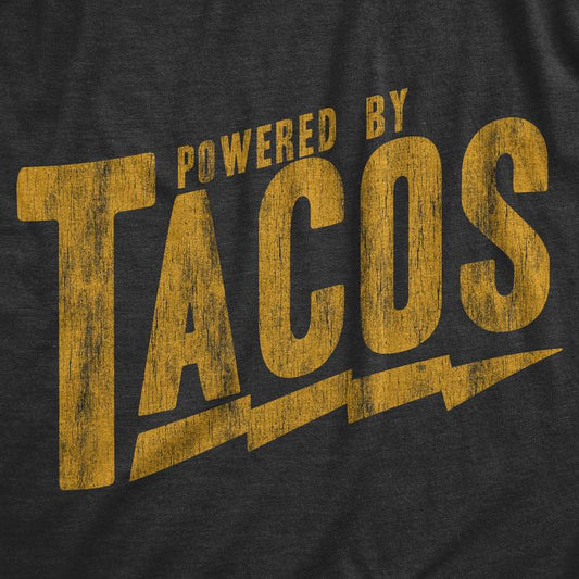 Mens Powered by Tacos T Shirt Funny Sarcastic Vintage Retro Graphic Tee for Guys Mens Funny T Shirts Cool Tees Soft Stylish Casual Black