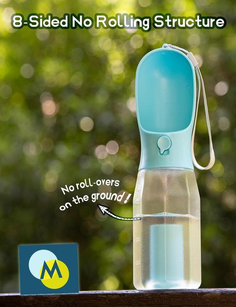 Portable Water Bottle for Dogs, 3 in 1 Pet Travel Bowl Dispenser with Food Treat Container & Poop Bag Holder, Summer Outdoor Walking Hiking Accessories for Large Dog on the Go - Blue, 20Oz