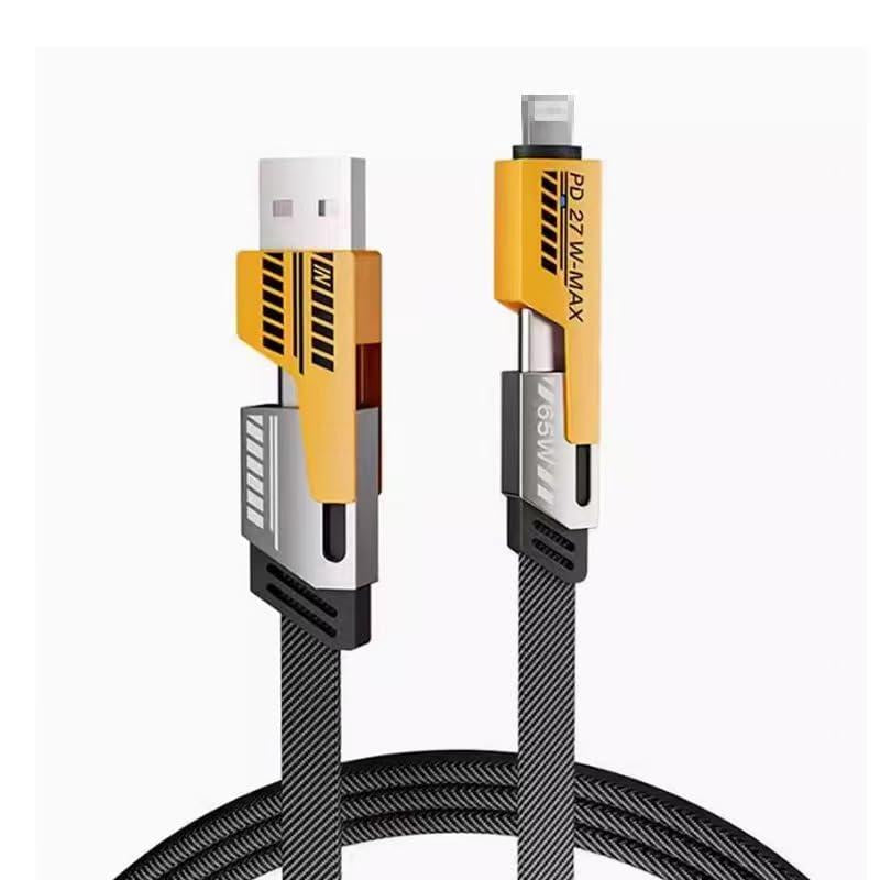 2 X 4 in 1 Multi Fast Charging Cable, Dual Charger, USB-C Cable, Lightning, 65W Fast Charge, 3.4Ft with Hook-And-Loop Fastener, Compatible with Iphone, Samsung, and More Durable Android