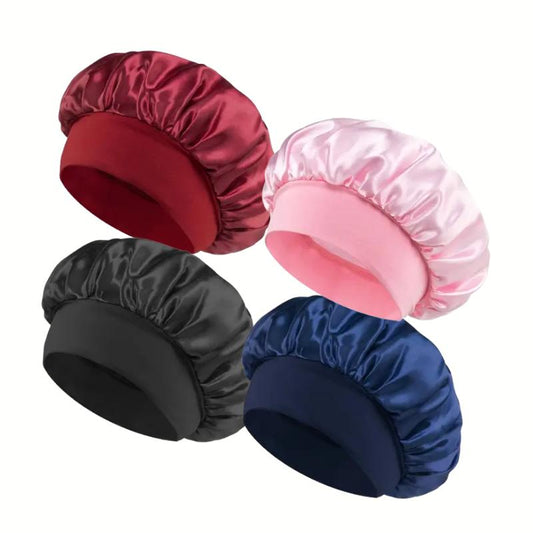 Luxury Satin Shower Cap with Adjustable Elastic Band 