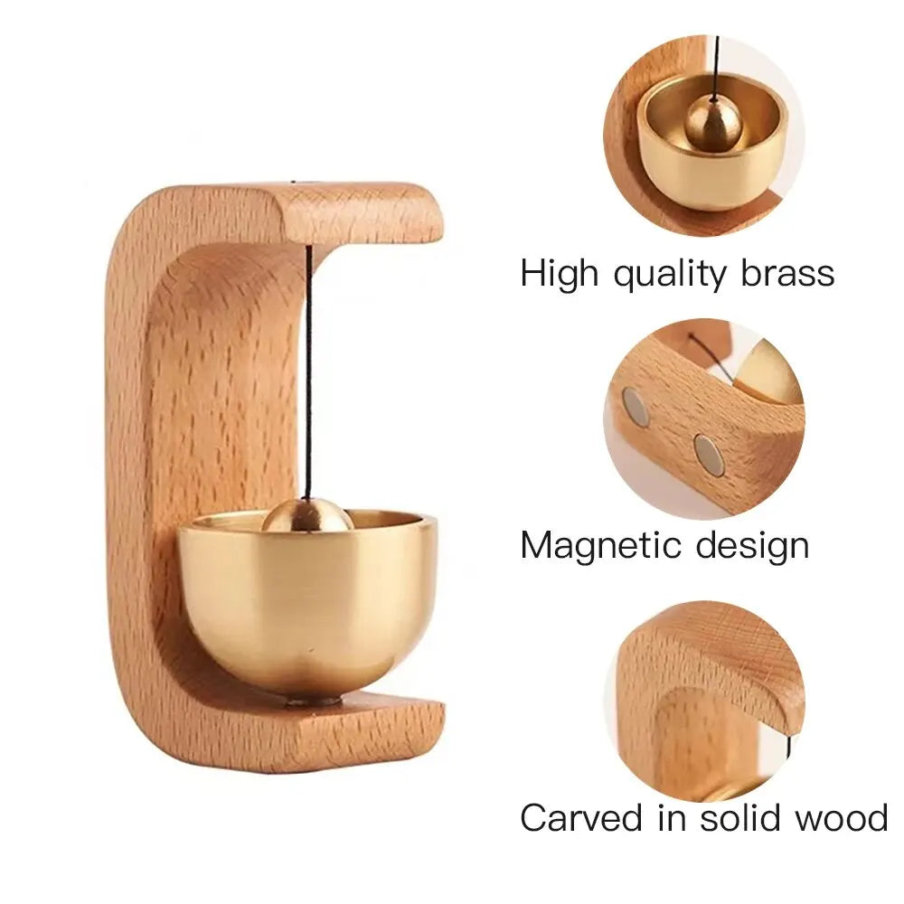 Dopamine Wind-Bell Magnetic Inhalation Home Wind-Bell Beech Car into the Door to Remind the Bell Copper Bell Walnut Copper Ornam