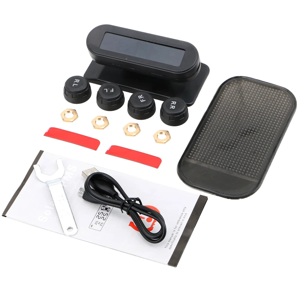 Tire Pressure Monitoring System Temperature Warning New C External Battery Version Sensors Solar TPMS Car Tyre Pressure Monitor