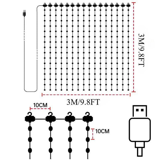 Smart Curtain Lights USB Plug , 400 LED Curtain Lights with App Programmable 6.6 X 6.6Ft RGB&IC DIY Pattern Music Sync for Bedroom Backdrop Decor