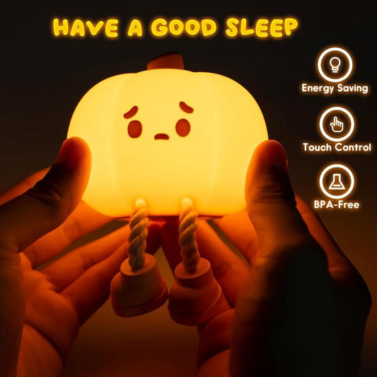 Cute Pumpkin Night Light, Halloween Decoration Rechargeable Table Lamp, Bedside Lamp, Cell Phone Holder with Touch Sensor for Bedroom, Living Room, Thanksgiving Decoration,2024 New Night Light, Gift for Family and Friends, Children like Night Light
