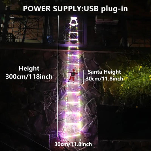 Christmas Santa Climbing Stairs Light, 8 Flashing Modes, Outdoor Indoor Holiday Party Decoration, Festive Christmas Decor